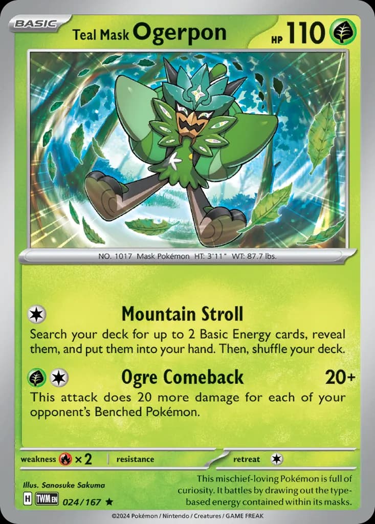 Teal Mask Ogerpon — Twilight Masquerade 24 Pokémon card