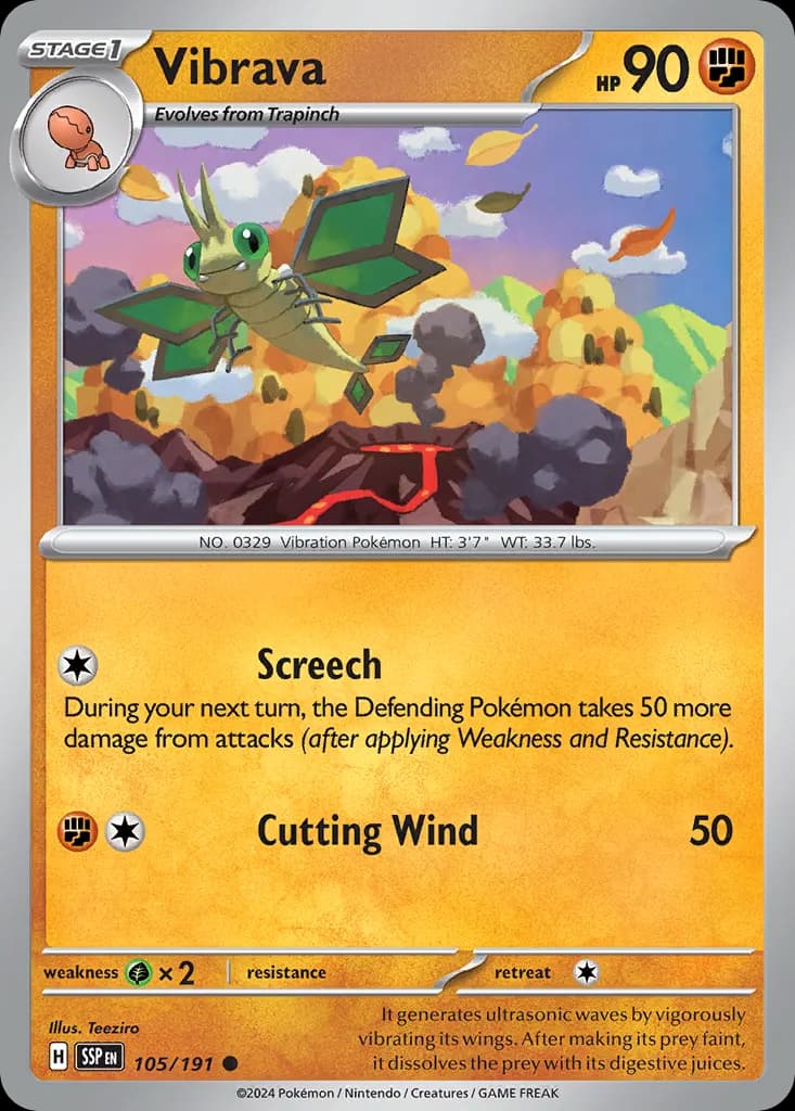 Vibrava — Surging Sparks 105 Pokémon card