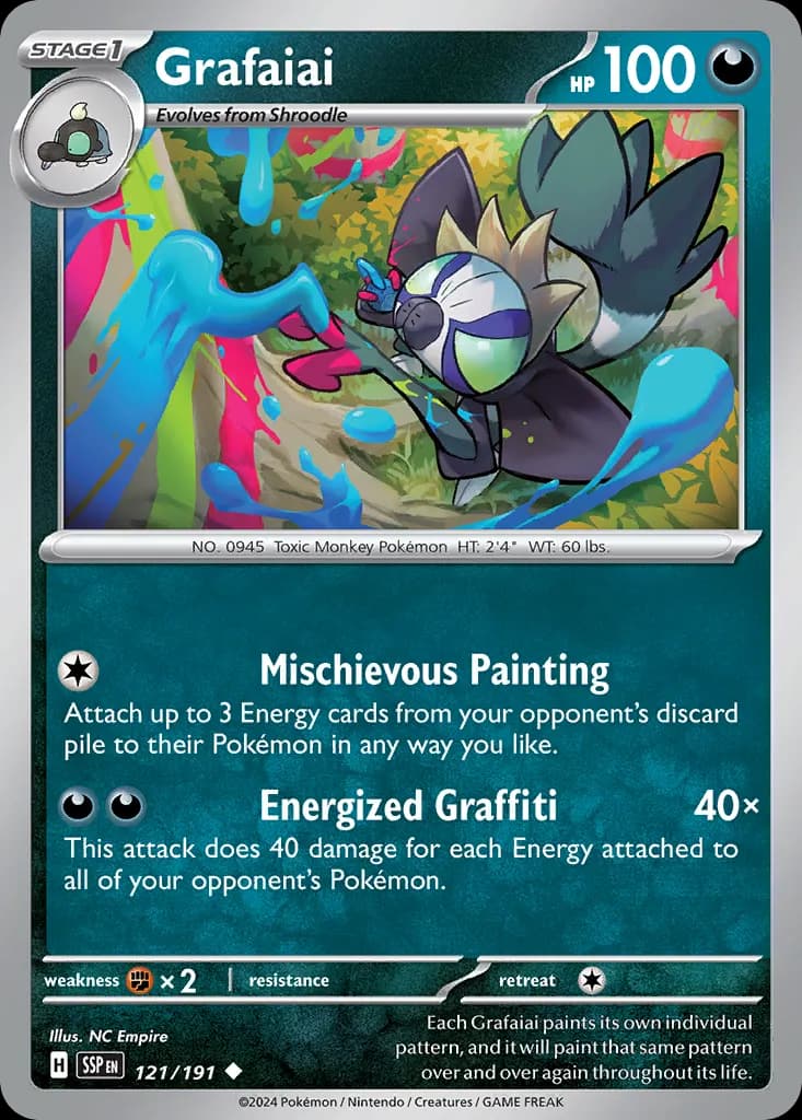 Grafaiai — Surging Sparks 121 Pokémon card