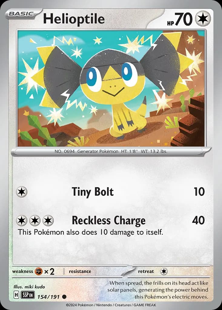 Helioptile — Surging Sparks 154 Pokémon card