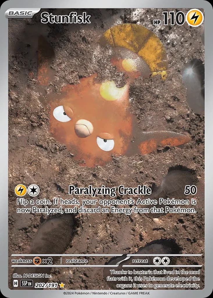 Stunfisk — Surging Sparks 202 Pokémon card