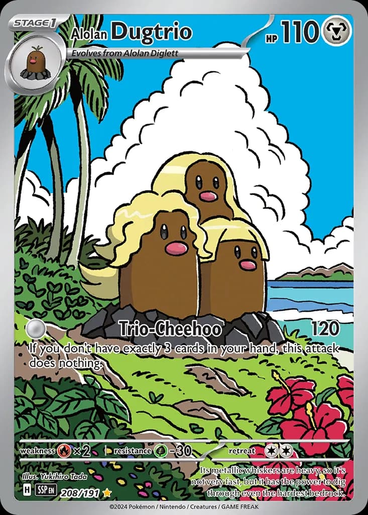 Alolan Dugtrio — Surging Sparks 208 Pokémon card