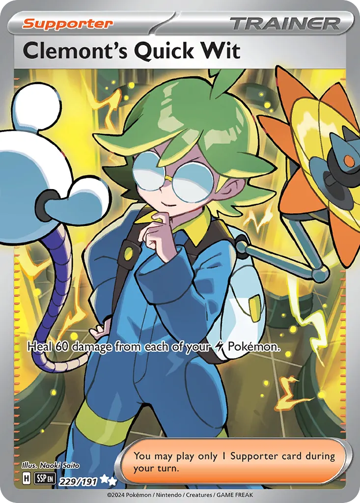 Clemont's Quick Wit — Surging Sparks 229 Pokémon card