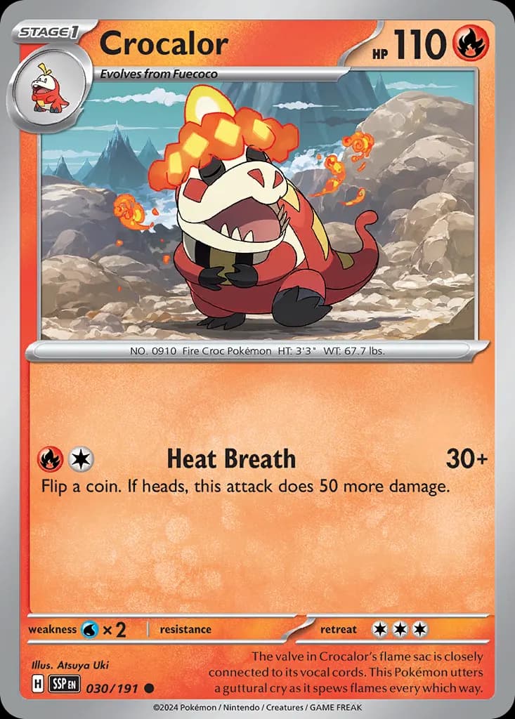 Crocalor — Surging Sparks 30 Pokémon card