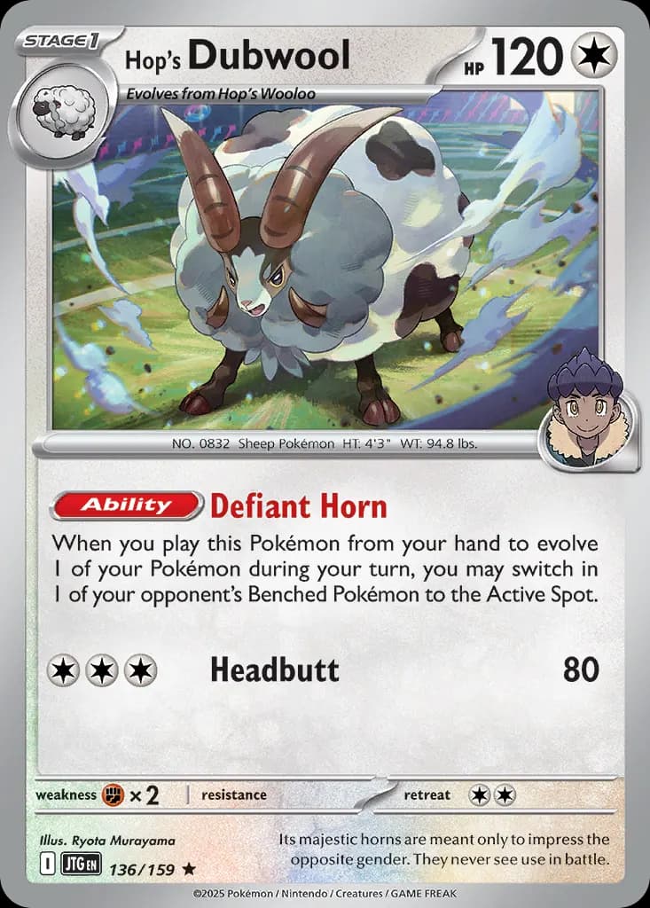 Hop's Dubwool — Journey Together 136 Pokémon card
