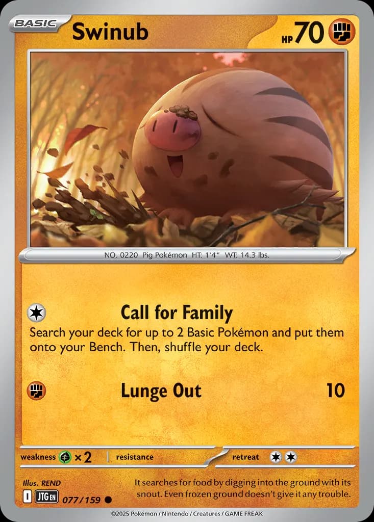 Swinub — Journey Together 77 Pokémon card