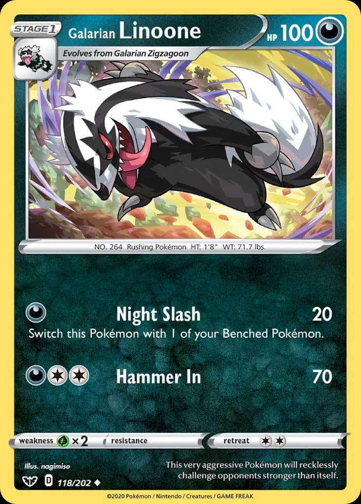 Galarian Linoone — Sword & Shield 118 Pokémon card