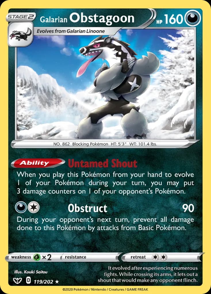 Galarian Obstagoon — Sword & Shield 119 Pokémon card