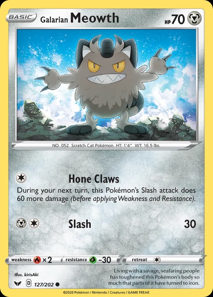 Galarian Meowth — Sword & Shield 127 Pokémon card