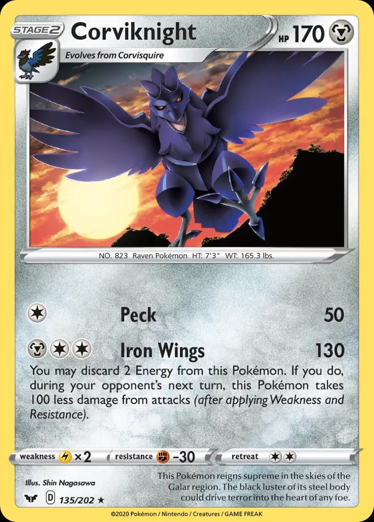Corviknight — Sword & Shield 135 Pokémon card