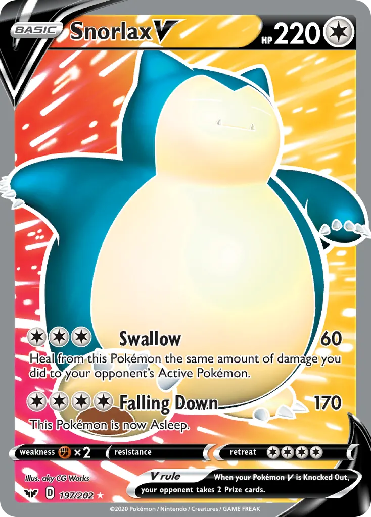 Snorlax V — Sword & Shield 197 Pokémon card