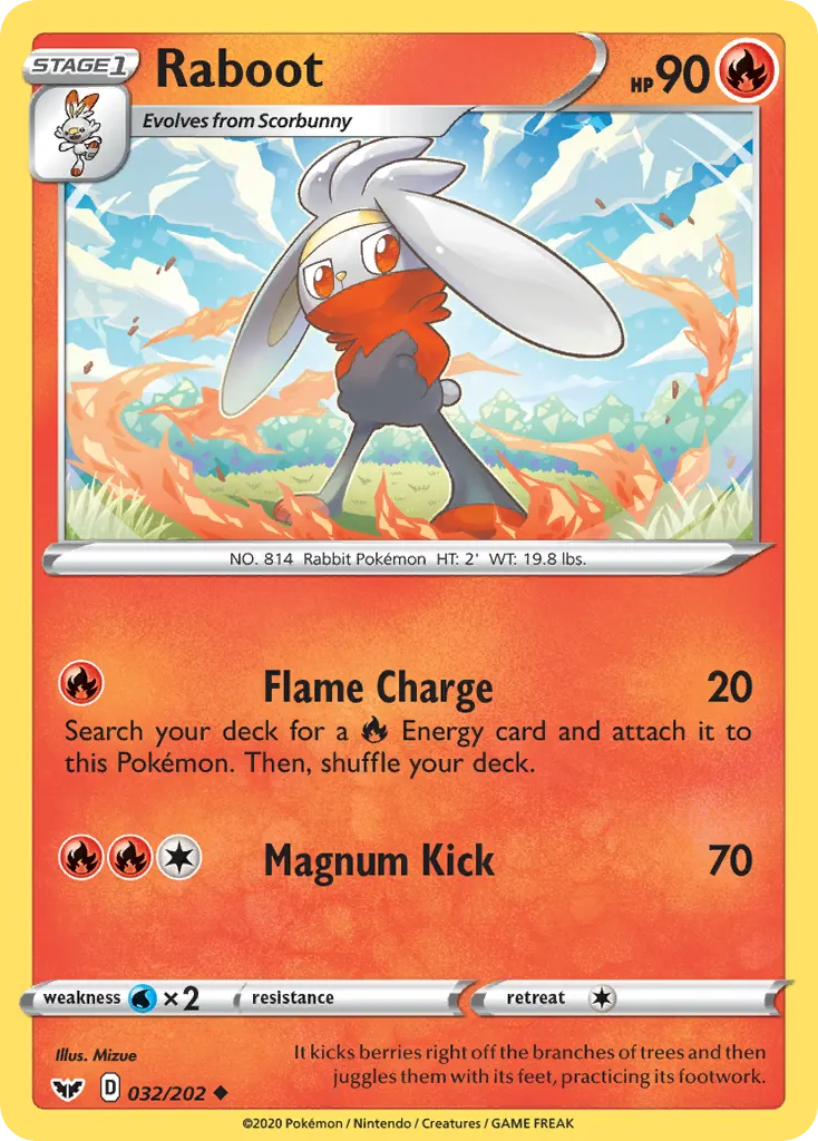Raboot — Sword & Shield 32 Pokémon card