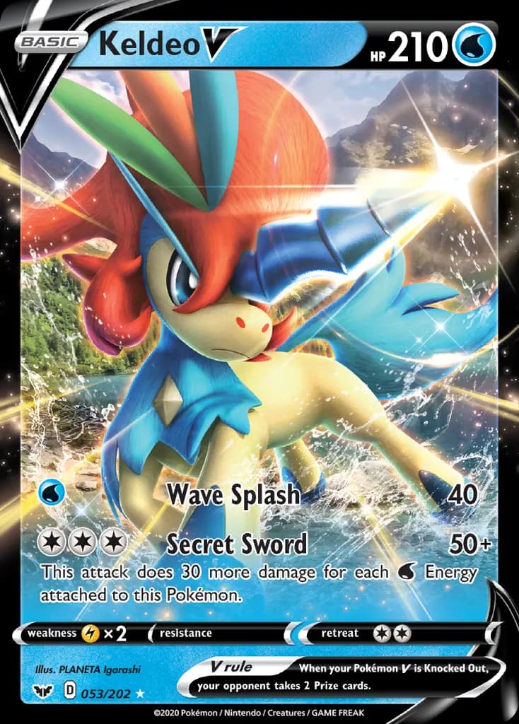 Keldeo V — Sword & Shield 53 Pokémon card