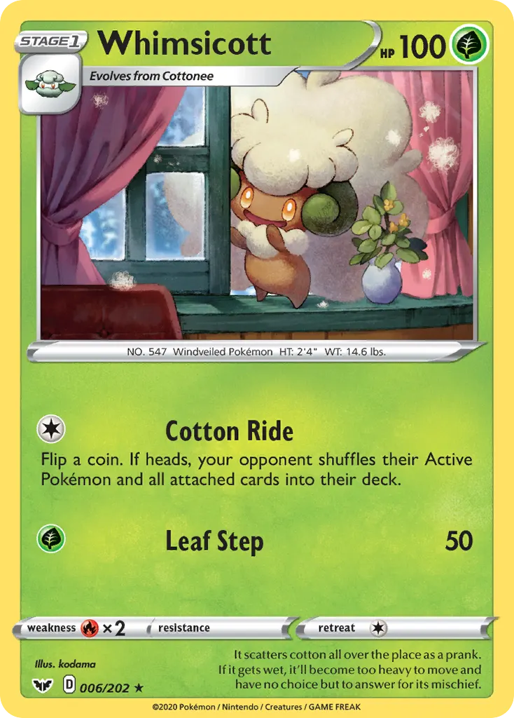 Whimsicott — Sword & Shield 6 Pokémon card