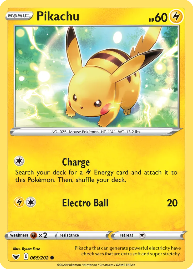 Pikachu — Sword & Shield 65 Pokémon card
