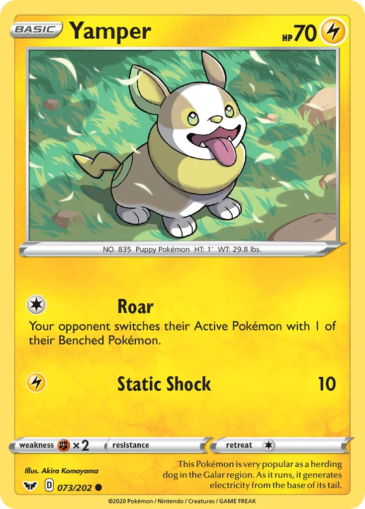 Yamper — Sword & Shield 73 Pokémon card