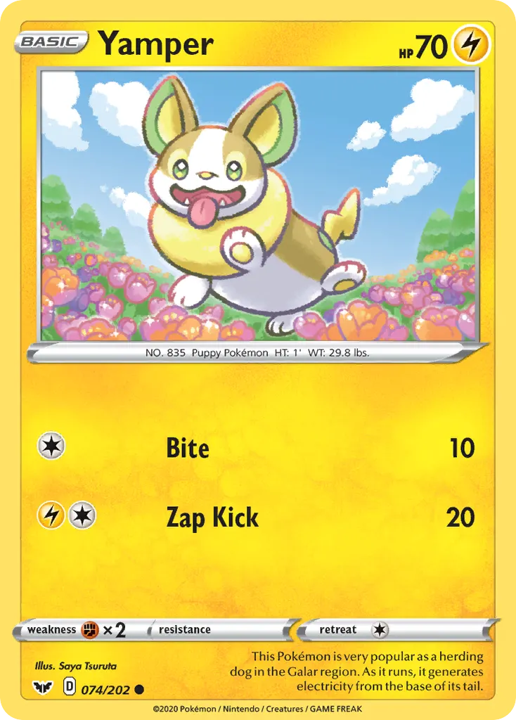 Yamper — Sword & Shield 74 Pokémon card