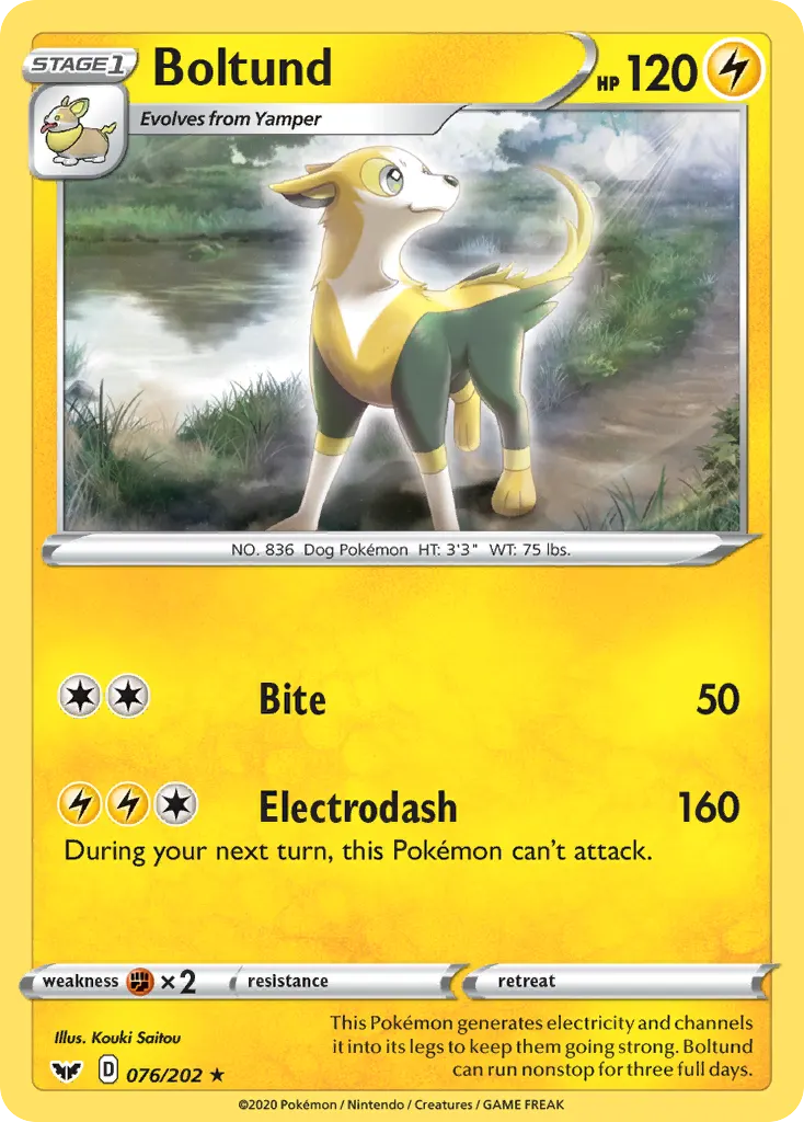 Boltund — Sword & Shield 76 Pokémon card