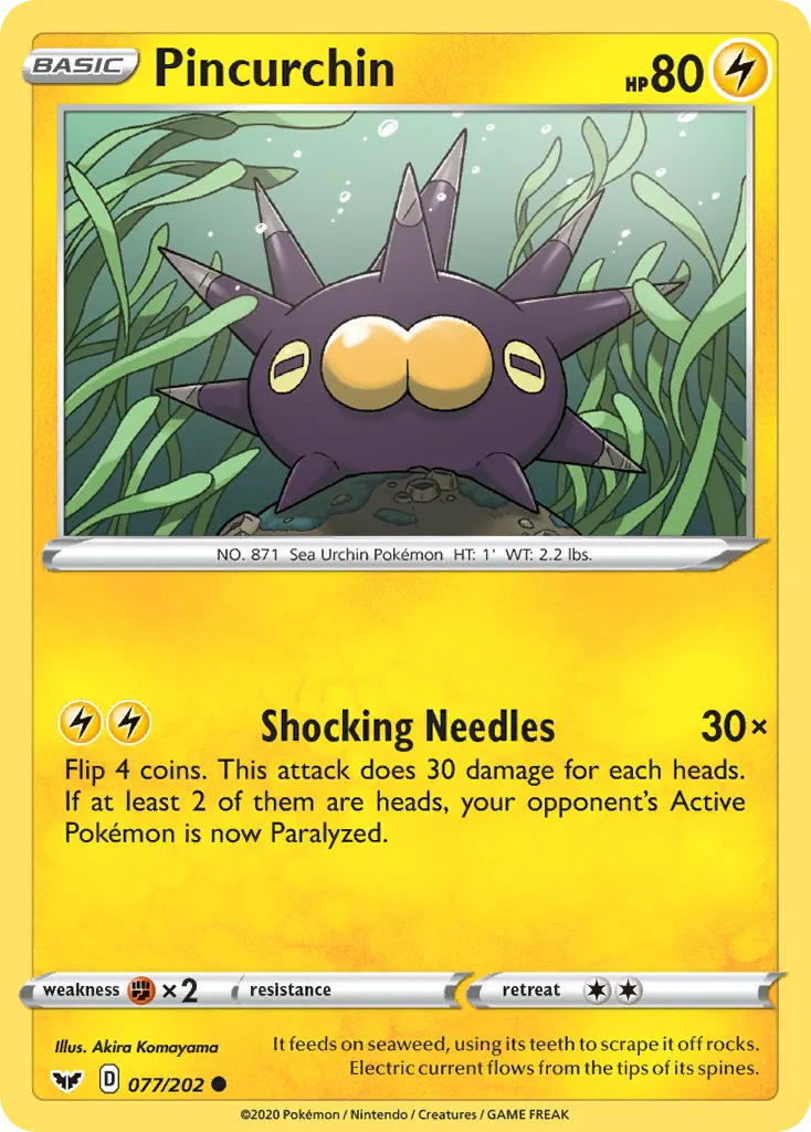 Pincurchin — Sword & Shield 77 Pokémon card