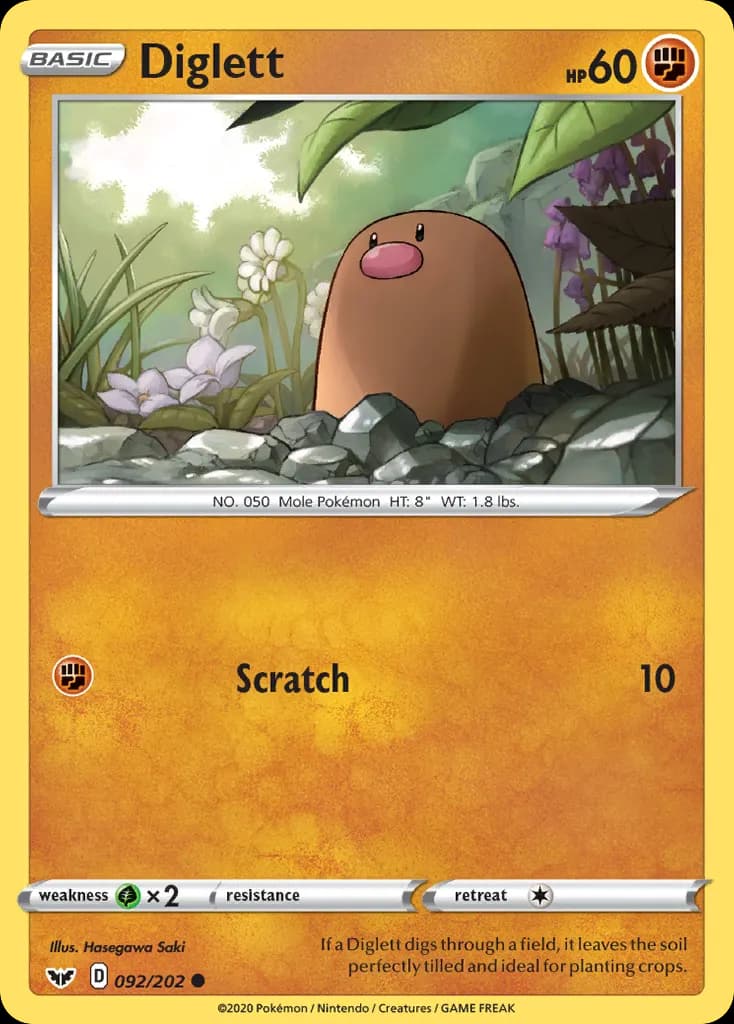 Diglett — Sword & Shield 92 Pokémon card