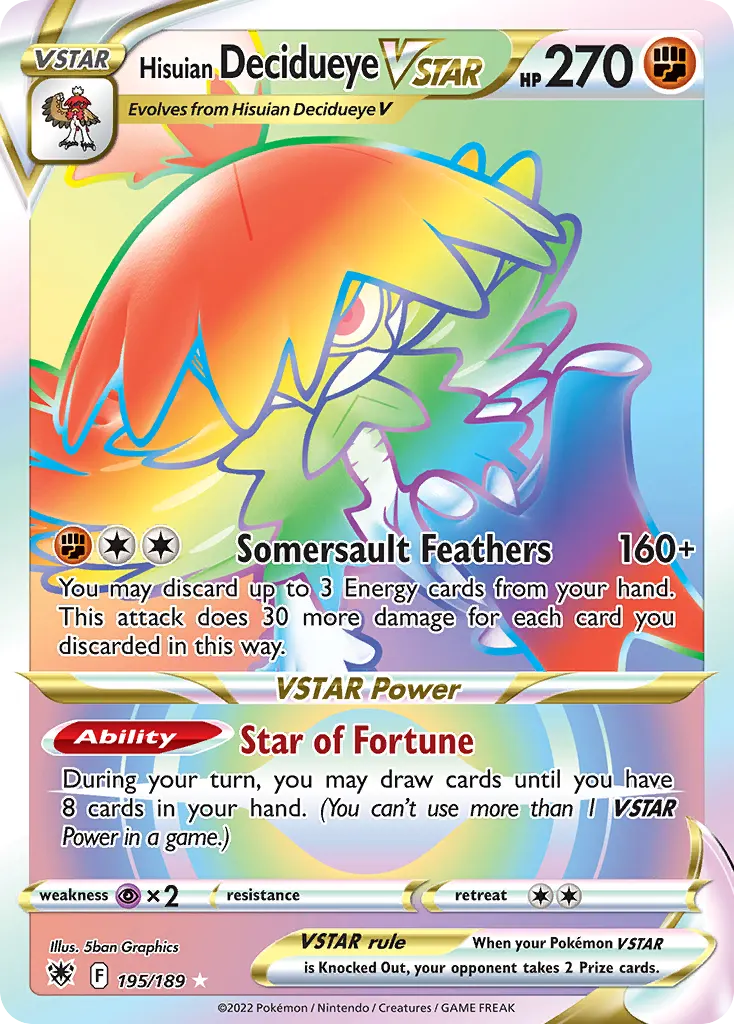 Hisuian Decidueye VSTAR — Astral Radiance 195 Pokémon card