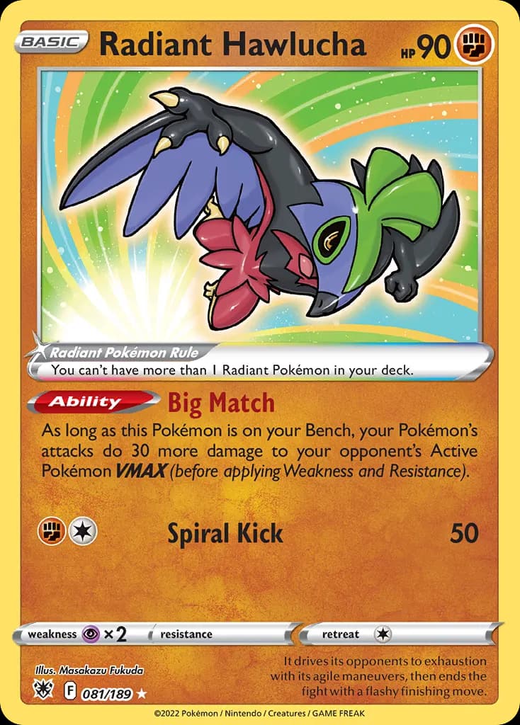Radiant Hawlucha — Astral Radiance 81 Pokémon card