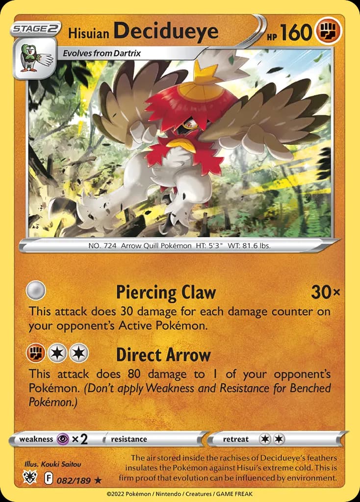 Hisuian Decidueye — Astral Radiance 82 Pokémon card