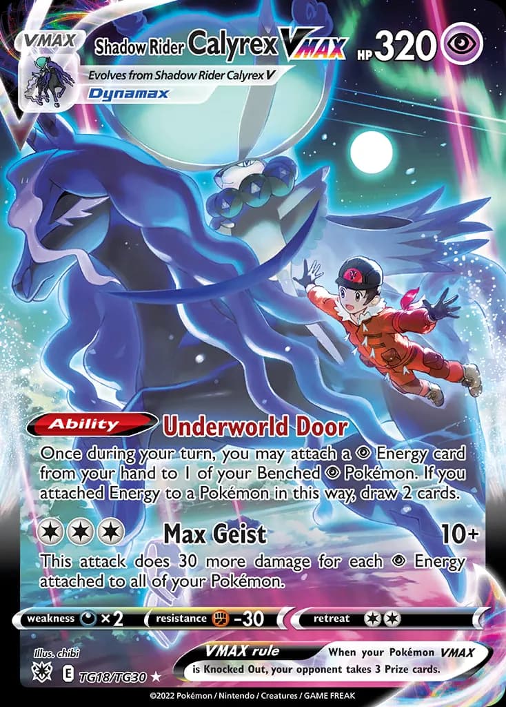 Calyrex Jinete Espectral VMAX — Resplandor Astral Galería de Entrenador TG18 Spanish Pokémon card