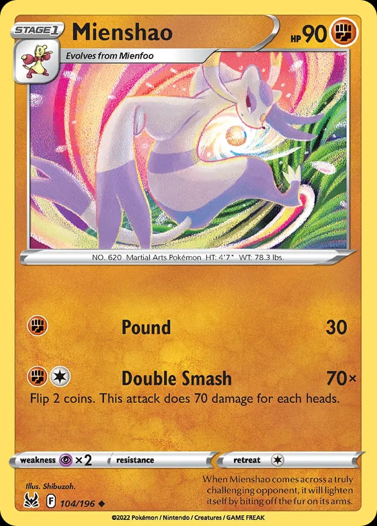 Mienshao — Lost Origin 104 Pokémon card