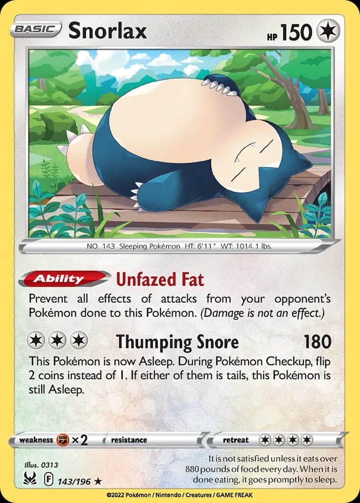 Snorlax — Lost Origin 143 Pokémon card