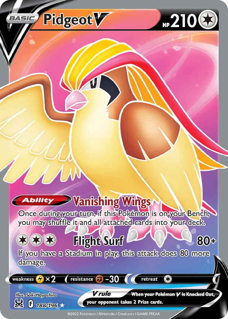 Pidgeot V — Lost Origin 188 Pokémon card