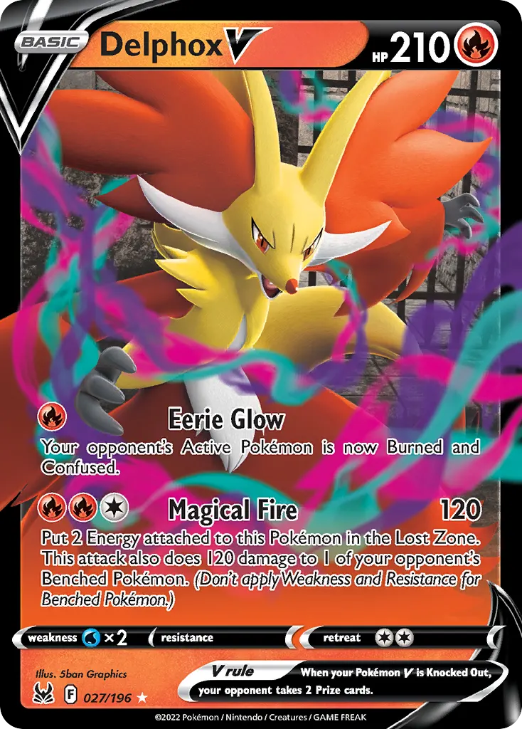 Delphox V — Lost Origin 27 Pokémon card