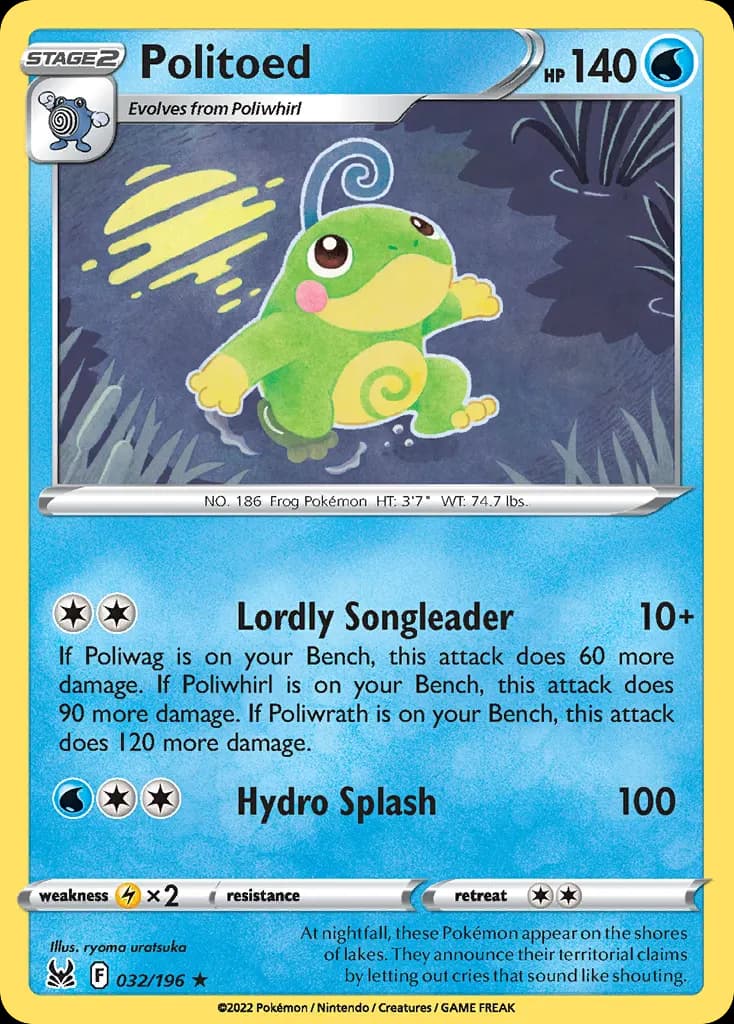 Politoed — Lost Origin 32 Pokémon card