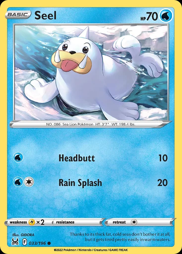 Seel — Lost Origin 33 Pokémon card