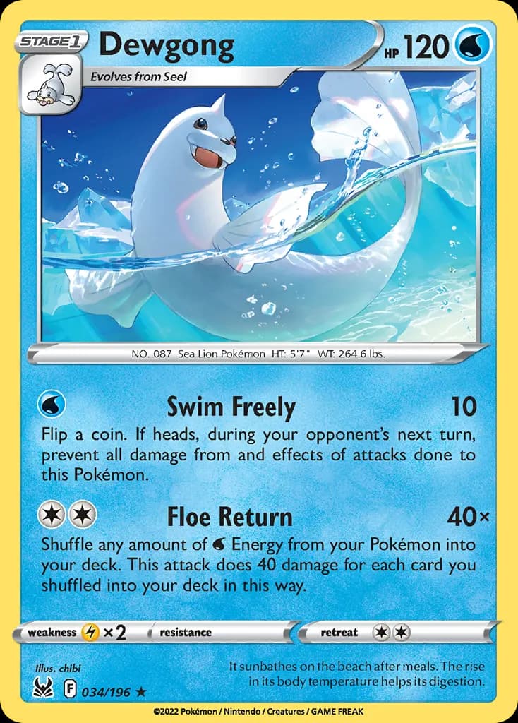 Dewgong — Lost Origin 34 Pokémon card