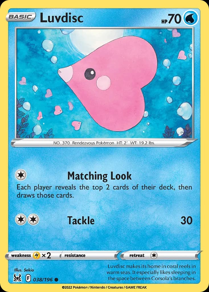 Luvdisc — Lost Origin 38 Pokémon card