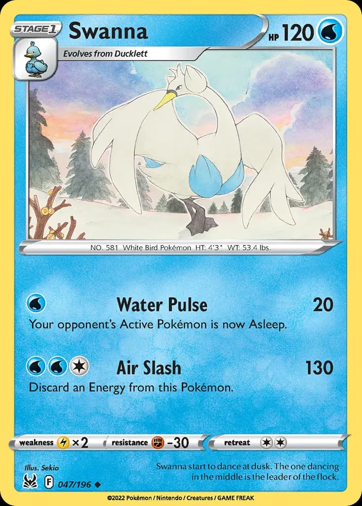 Swanna — Lost Origin 47 Pokémon card