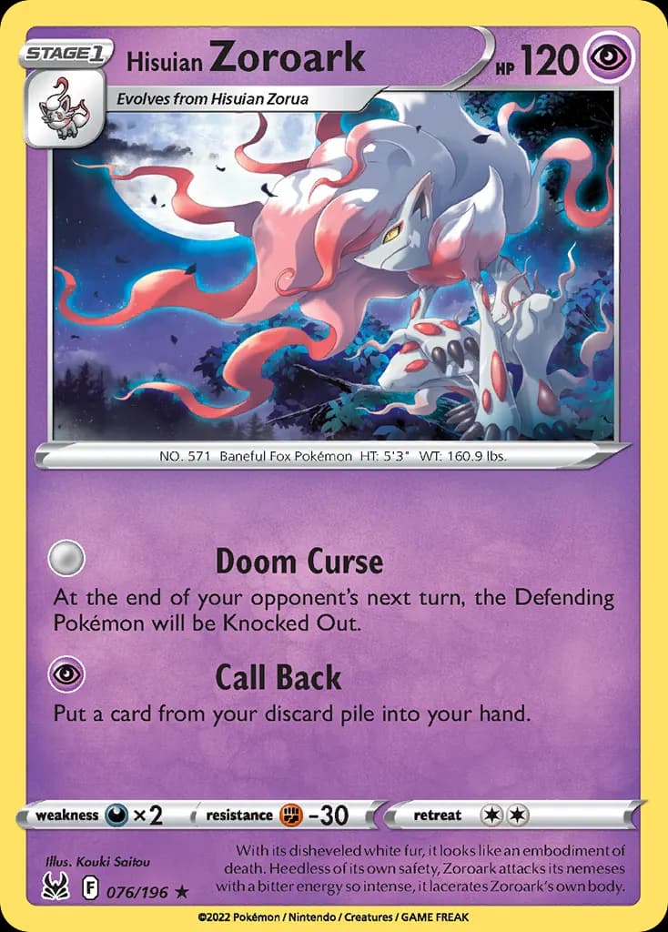 Hisuian Zoroark — Lost Origin 76 Pokémon card