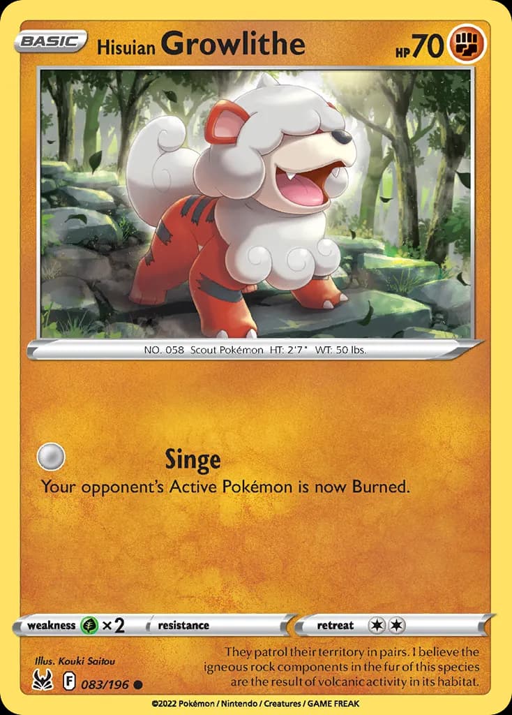 Hisuian Growlithe — Lost Origin 83 Pokémon card