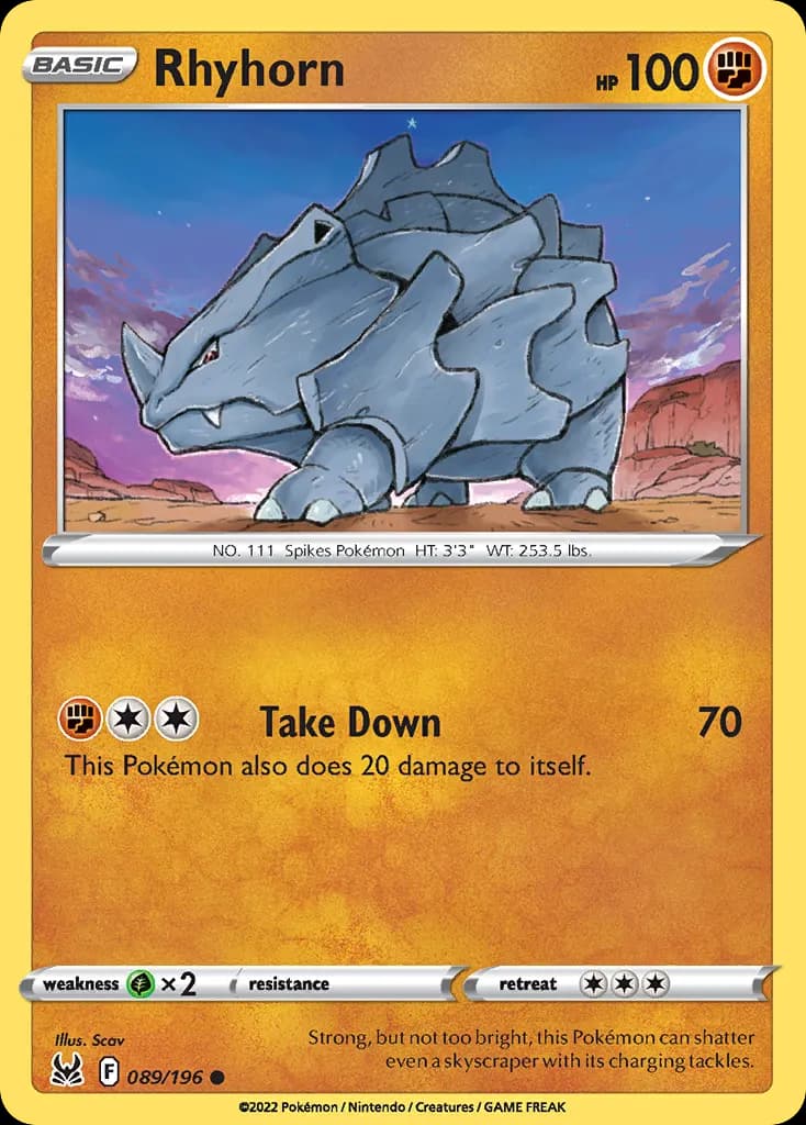 Rhyhorn — Lost Origin 89 Pokémon card