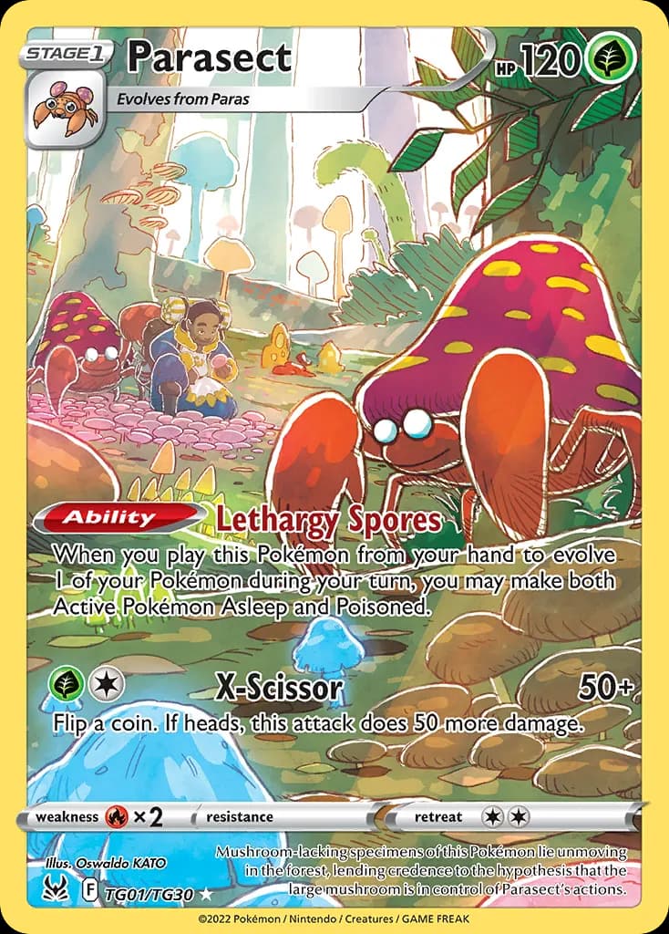 Parasect — Origen Perdido Galería de Entrenador TG01 Spanish Pokémon card
