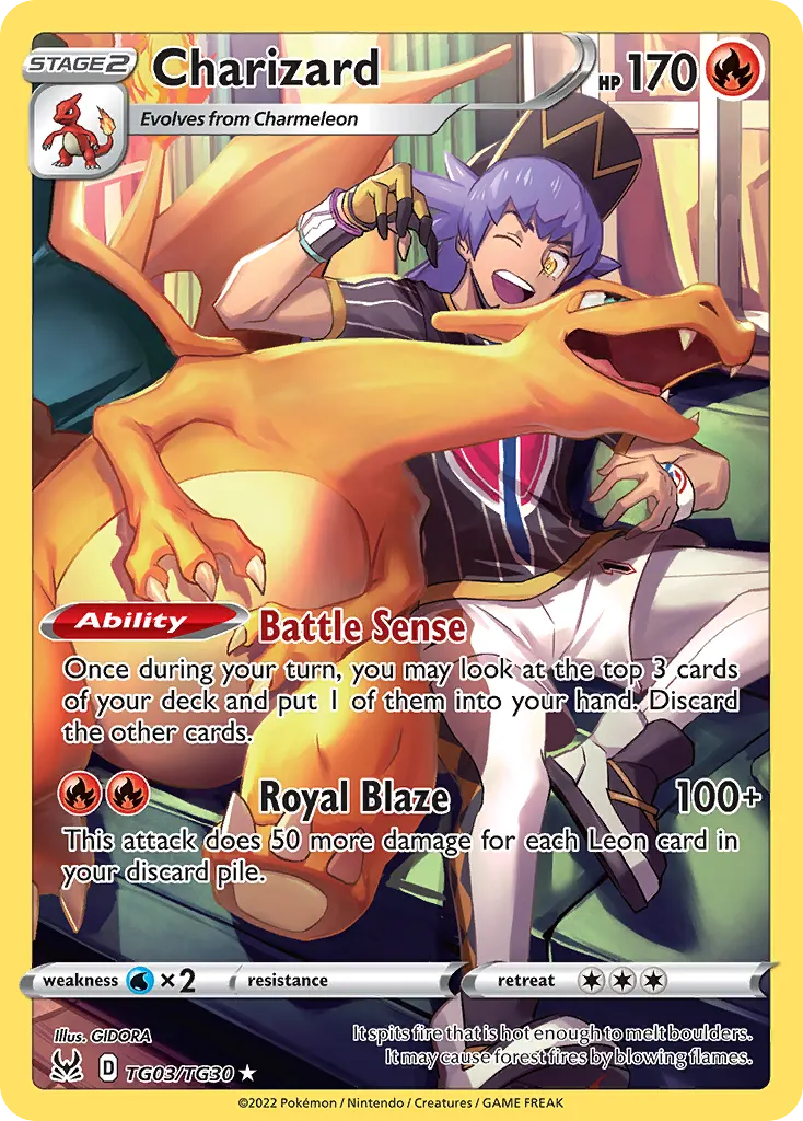 Charizard — Origem Perdida Galeria de Treinador TG03 Portuguese Pokémon card
