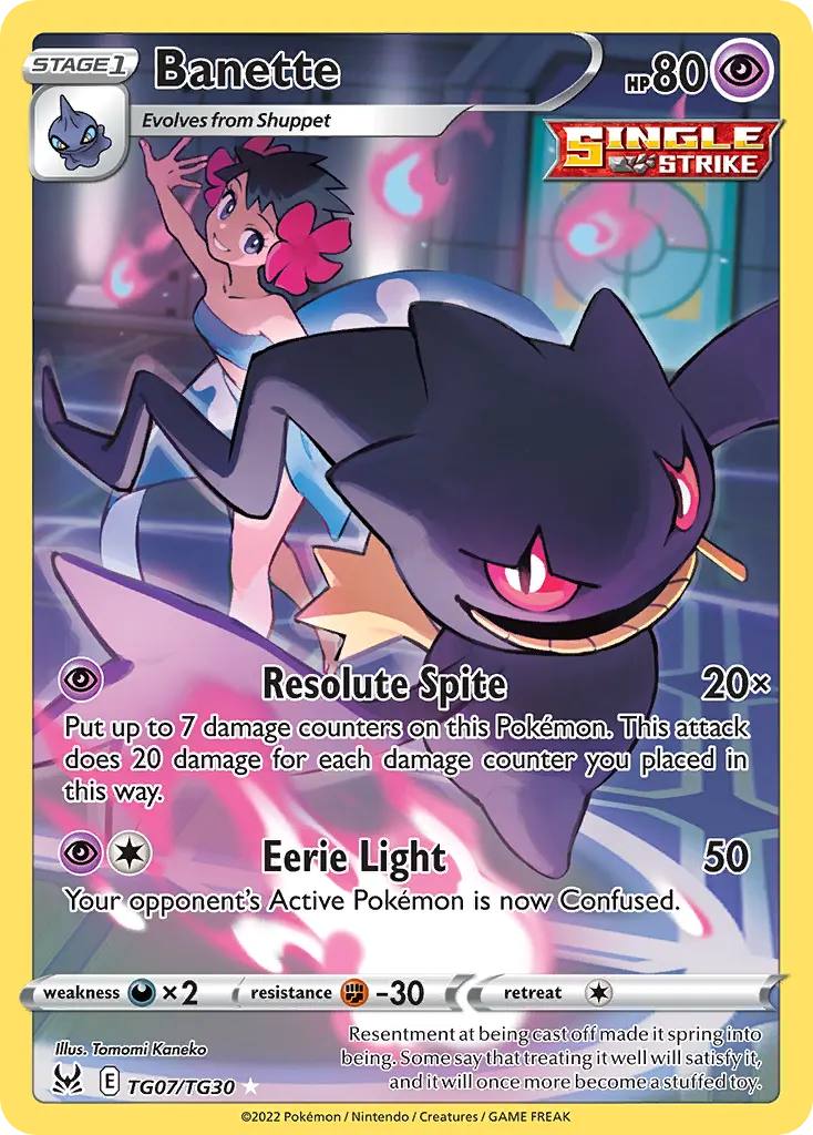Banette — Origen Perdido Galería de Entrenador TG07 Spanish Pokémon card