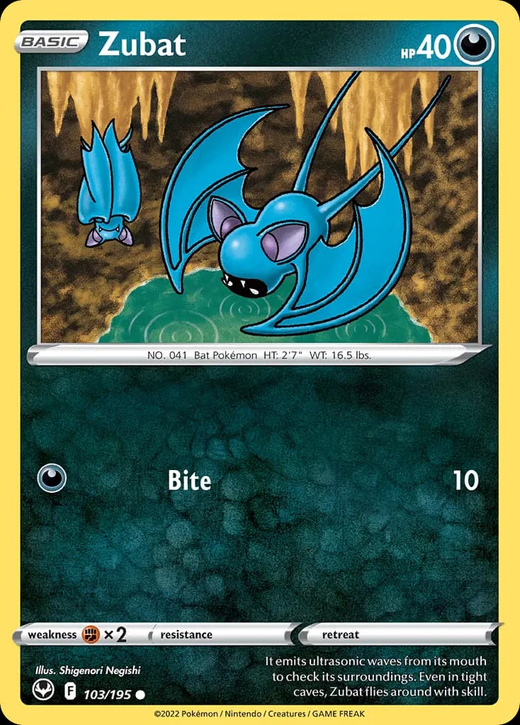Zubat — Silver Tempest 103 Pokémon card