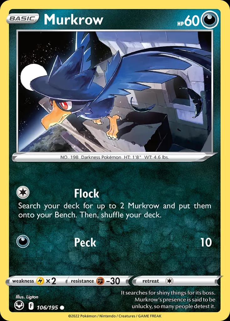 Murkrow — Silver Tempest 106 Pokémon card