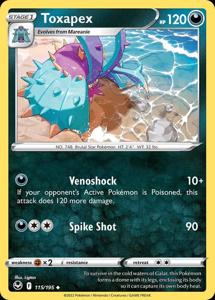 Toxapex — Silver Tempest 115 Pokémon card