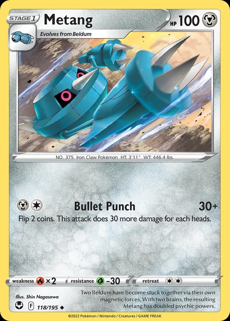 Metang — Silver Tempest 118 Pokémon card