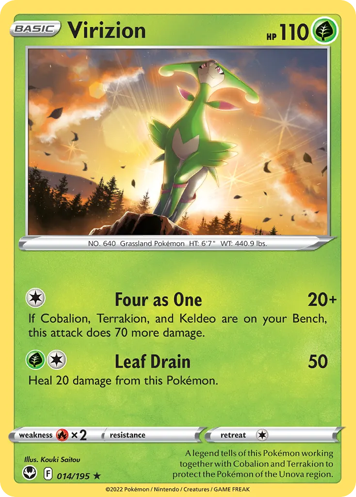 Virizion — Silver Tempest 14 Pokémon card