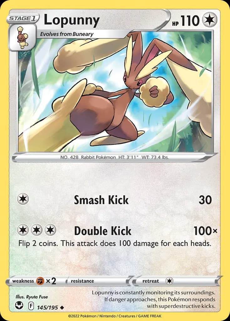 Lopunny — Silver Tempest 145 Pokémon card
