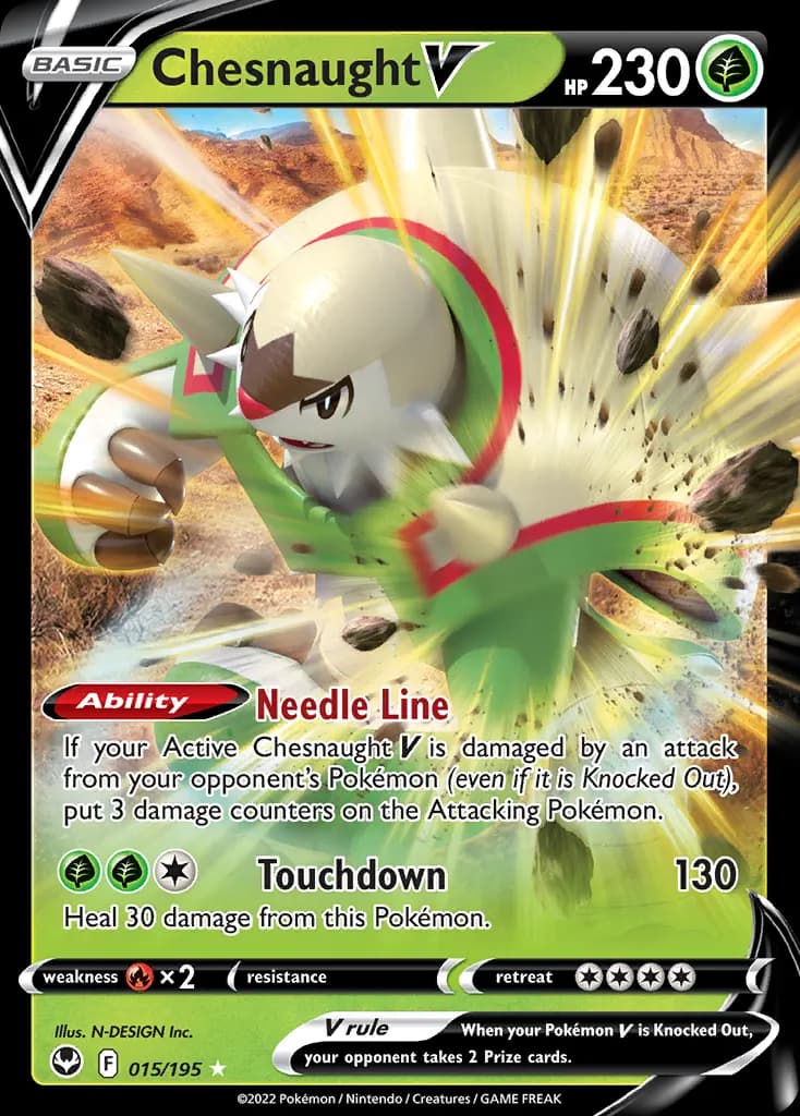 Chesnaught V — Silver Tempest 15 Pokémon card